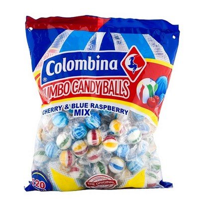 Colombina – Jumbo Hard Candy Balls – Cherry & Blue Raspberry – 120 ct Bag